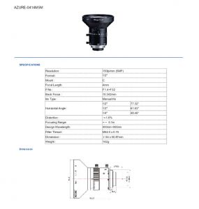 Fiche technique objectifs 5Mpx-Focale 4mm-F1.4